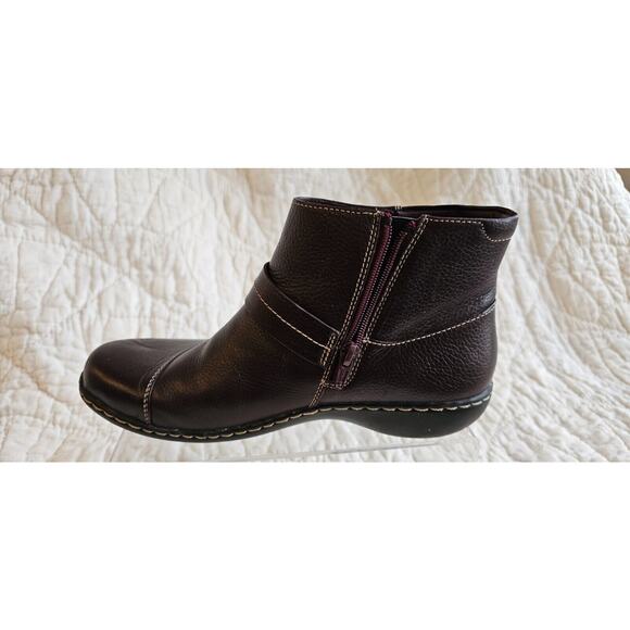 AMPUTEE RIGHT SINGLE SHOE ONLY Clarks Burgundy Leather Ashland Bootie Boot Sz 8M - Picture 2 of 3